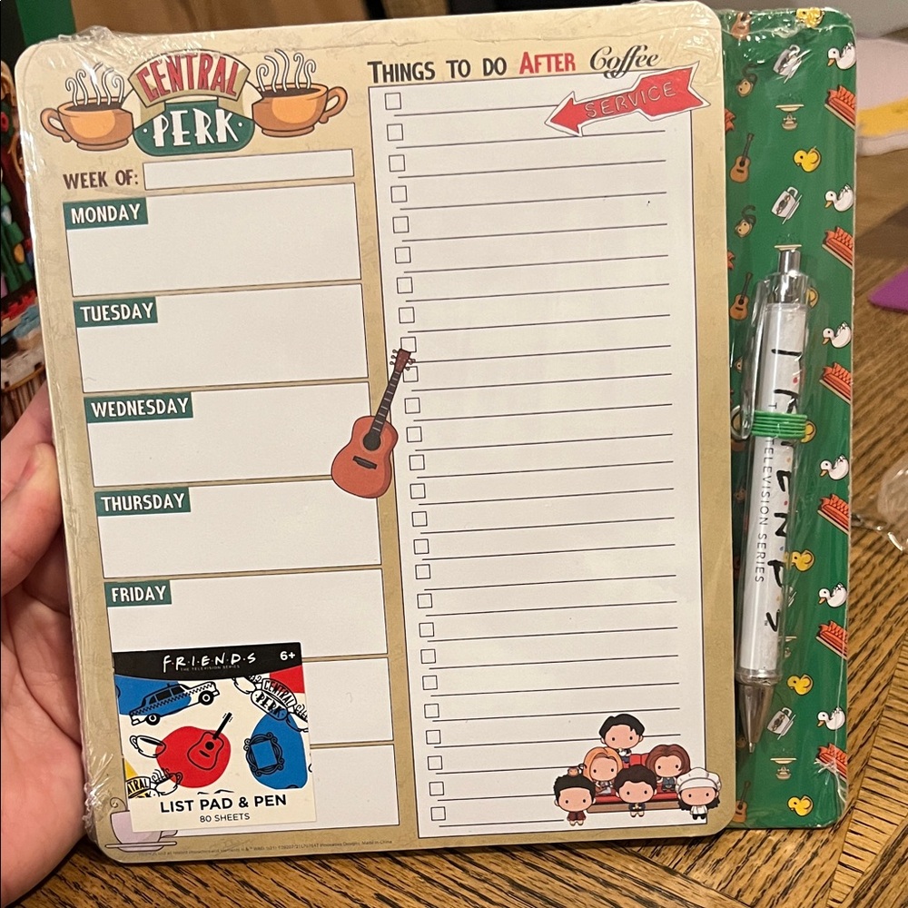 FRIENDS Central Perk Notepad and Pen Set - Green and Red